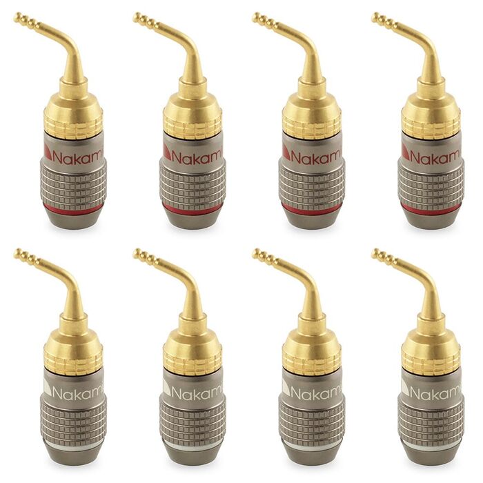 Бананові роз'єми Nakamichi FanLock Excel-Serie, 24K позолочені конектори для акустичних кабелів Hi-Fi, 2мм штир, 10-18 AWG, 4мм товщина, 8 шт (4 пари)