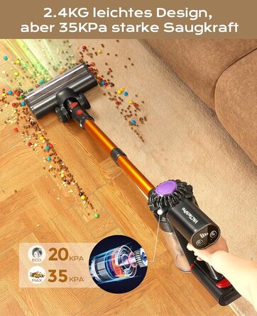 Бездротовий акумуляторний пилосос V15: 35KPa, 6-в-1, для твердих підлог та килимів, видаляє шерсть тварин