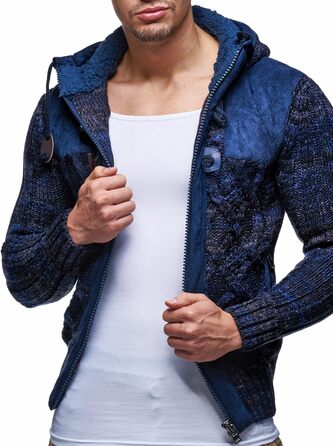 Світшот-кардиган Leif Nelson для чоловіків з капюшоном та блискавкою - теплий чоловічий світшот-кардиган для зими, темно-синій,Розмір: XXL