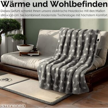 Електрична гріюча ковдра Steinborg® з автовимкненням 180x130 см - 9 температурних режимів, пральна