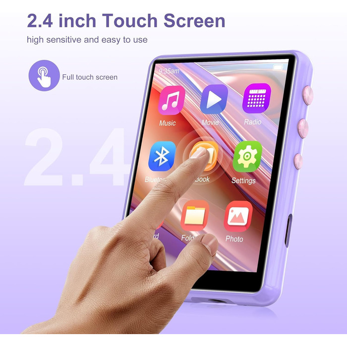 MP3 плеєр SWOFY 128GB Bluetooth 5.3, фіолетовий: музичний плеєр з сенсорним екраном 2.4