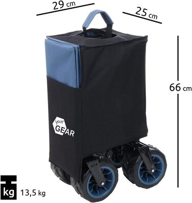 Універсальний складаний візок yourGEAR Bollerwagen XXL 195л - міцний транспортний візок для пляжу, кемпінгу, 80 кг, колеса 10см