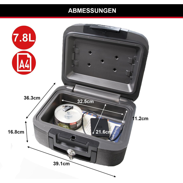 Master Lock Waterproof Safe with Key - 5L Fireproof & Waterproof Travel Safe Box for Documents & Valuables