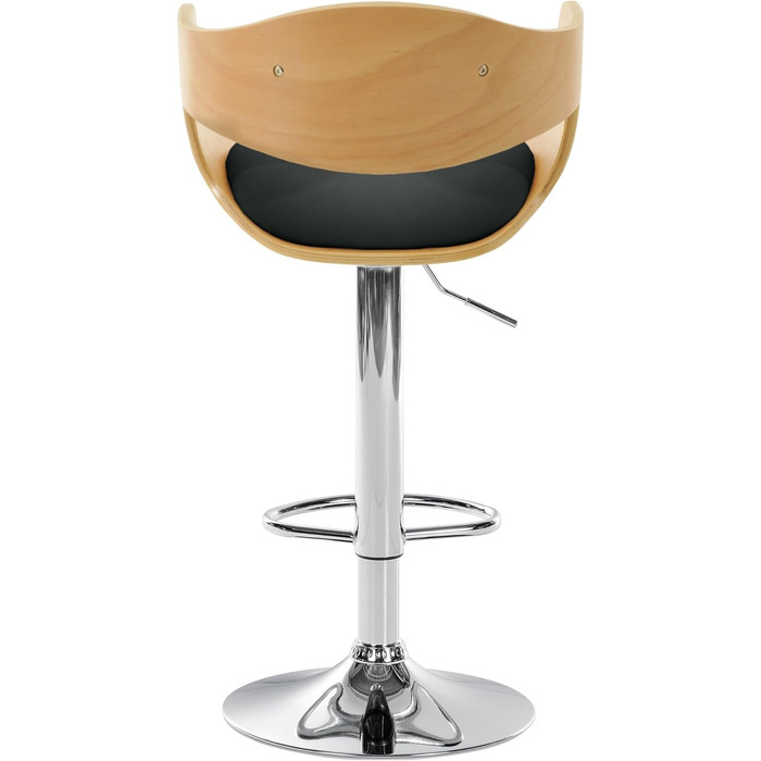 Kingston Adjustable Bar Stool with Faux Leather Seat - Natural/Black Finish