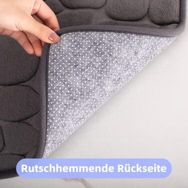Килимок для ванної кімнати chakme з ефектом пам'яті (Memory Foam), абсорбуючий та протиковзкий килим у ванну та вітальню, 43×61 см, темно-сірий