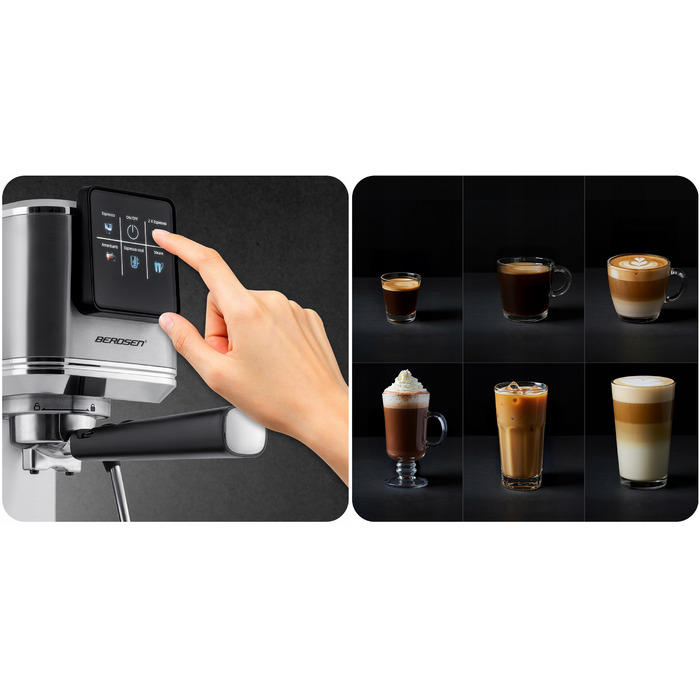 Ріжкова кавомашина Berdsen з капучинатором, 20 бар, сенсорне керування