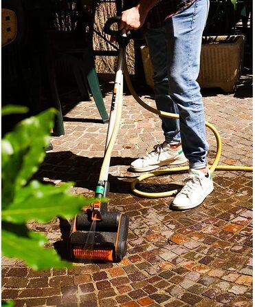WORX WG441E.9 20V Cordless Multi-Brush - multifunctional surface brush for cleaning stone & wood surfaces & weed removal - integrated water connection - PowerShare compatible - without battery & charger (stiff brush for stone/concrete surfaces)