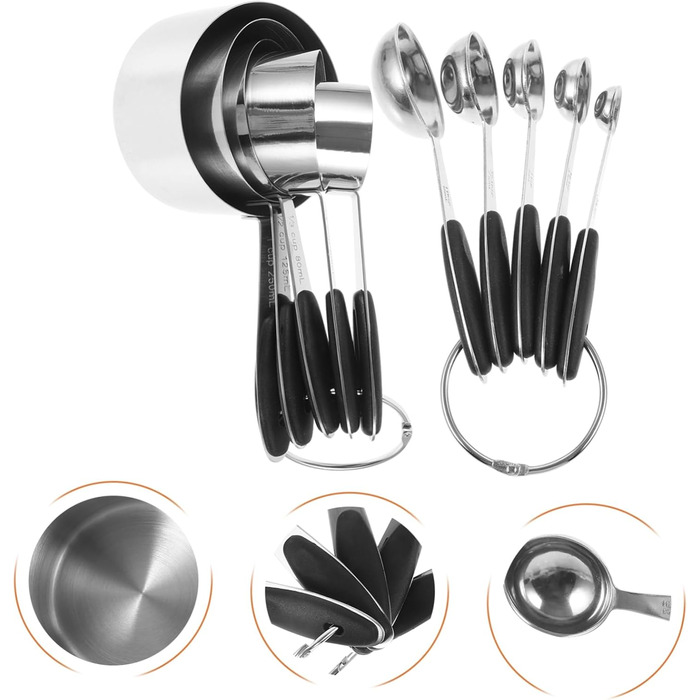 Cabilock 1 Set Stainless Steel Measuring Spoons Coffee Cups with Lid Teaspoons Pantry Cup Measuring Dry Measuring Cups Measuring Table Measuring Cups Utensil Gadgets Silica Gel