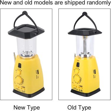 VGEBY LED Camping Lantern, 8 LED Solar Crank Lantern Hand Crank Lantern Rechargeable Solar Lantern With AM/FM Radio FOR Camping, Storms, Power Outages, Hiking, Walking, Festivals, Caravans