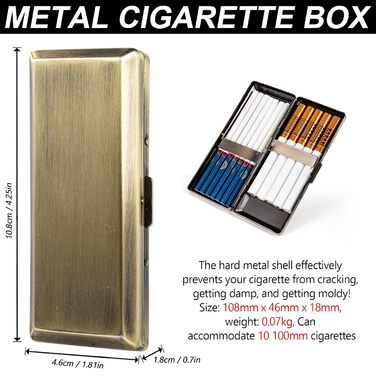 Металеве тютюнотримач Retro Stilvolles Design для 20 сигарет (100mm) - бронзовий, захисний гаманець для чоловіків та жінок