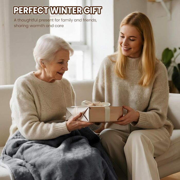 Електрична ковдра Dnenellr XXL 200x180 см з автоматичним вимкненням, 6 режимів нагріву, захист від перегріву, пральна, для ліжка та дивана