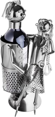 BRUBAKER Bottle Holder, Loving Couple Metal Sculpture with Gift Card