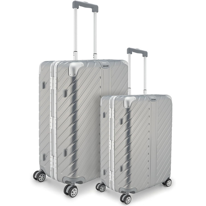 LETTOO Валіза з жорстким корпусом середнього розміру 72L | Валіза з алюмінієвим каркасом - Надзвичайно стійкий вагончик з кріпленням для кишень [ВОДОНЕПРОНИКНИЙ] Захист кутів (Набір валіз Trolley 20 та 29 дюймів, Срібло)