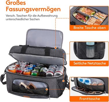 Термосумка Lifewit 30L для пікніка, пляжу, роботи та подорожей (темно-сірий)