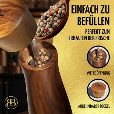 BUTLERBELL® Salt and Pepper Mill Wood in Luxury Gift Box with Heart - ideal as a Wedding Gift | Wedding Gifts | Wedding Gifts for Bride and Groom | Housewarming Gift (Angel)