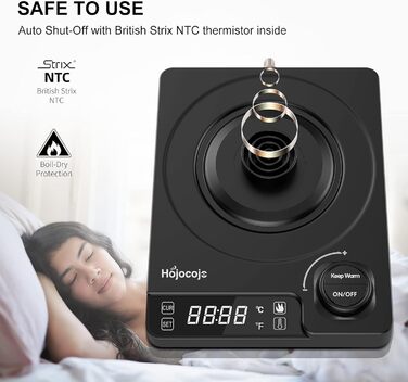 Електричний чайник-заварник зі сталевим гусячим носиком, 1л, 1200Вт, з регулюванням температури та функцією підігріву 24 години, чорний