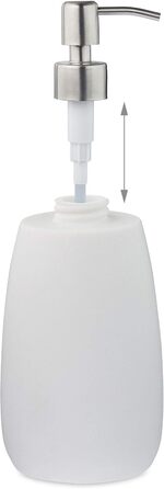 Дозатор для мила Relaxdays, 300 мл, наповнюваний, для ванної/кухні, полірезин, нержавіюча сталь, білий