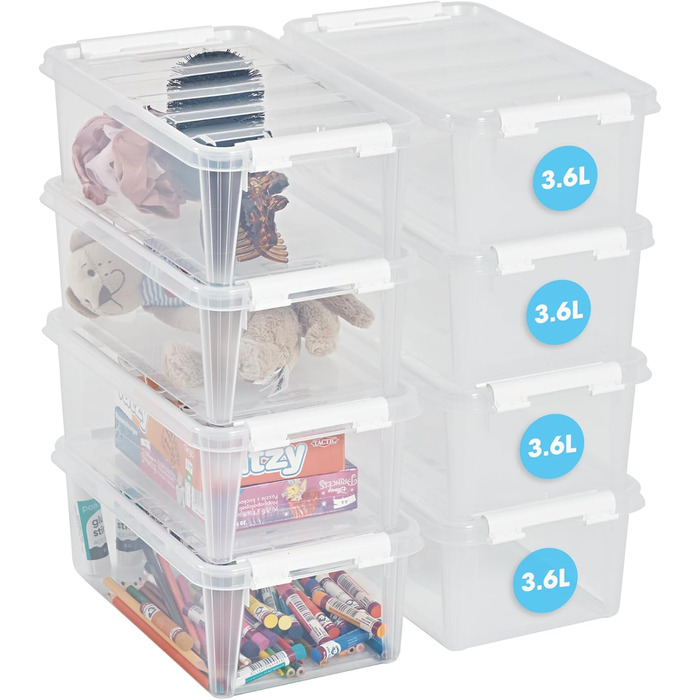 SmartStore - 10x Storage Box with Lid Classic 2L (21x17x11cm) | Stackable Box with Lid | Food-Grade Plastic Box | Plastic Box with Lid & Reinforced Corners | 10 Year Warranty (4.0l)