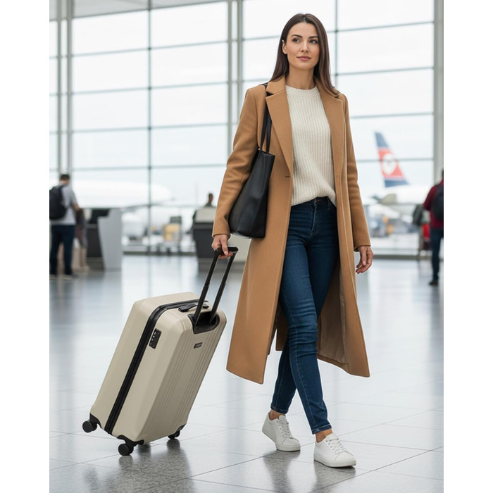 Набір валіз FERGÉ 3 шт. з жорстким корпусом та TSA-замком Cannes. Валізи-ролери (Handgepäck, L, XL). Жорсткий корпус, міцний полікарбонат, 4 колеса, валіза XL 75 см, колір Ivory-matt