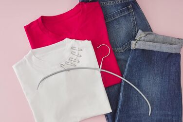 MAWA Clothes Hanger Light, Set of 20 space-saving and non-slip hangers, ideal for T-shirts, tops and light sweaters, with a 360° rotating hook and non-slip coating, 40 cm, Silver
