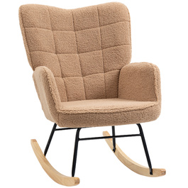 HOMCOM Rocking Chair, Glider Chair, Accent Chair, Recliner Chair with Faux Sheepskin, for Bedroom, Up to 120 kg, Brown | Aosom