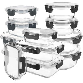 Набір контейнерів для їжі Glas Meal Prep Container Set (12 шт.) - рожевий (сірий), миє в посудомийній машині