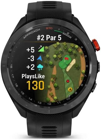 Смарт-годинник Garmin Approach S70 з силіконовим ремінцем, чорний (47 мм)