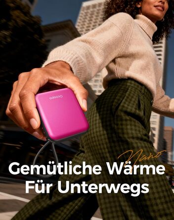 Електричні грілки для рук Ocoopa 2 шт. з акумулятором 4000mAh, USB, 3 режими нагріву, до 52°C, подарунок на Новий Рік, для зими, катання на лижах, подорожей та активного відпочинку, UT5 Nano Wiesengeflüster (Ocoopa x Künstleredition) (Рожевий)