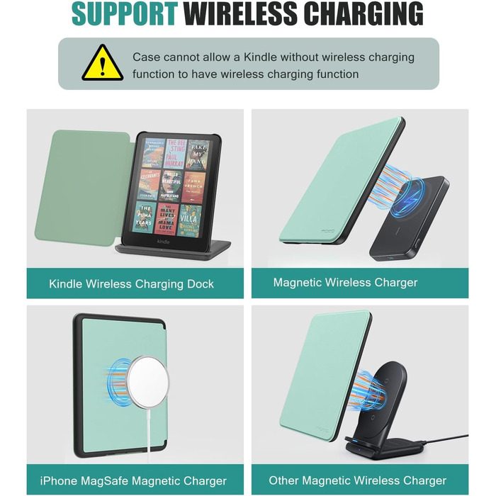 Чохол MoKo для Kindle Paperwhite 2024 (12-го покоління) та Kindle Colorsoft Signature Edition 2024, з авто-ввімкненням/вимиканням, джинсовий, зелений (w-Agave Grün)