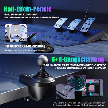 PXN V9 Gen2 Ігрове кермо для ПК, Xbox та PS4 з педалями та перемикачем передач, 270° оберт, 900° кут повороту, ефект Холла, вібрація