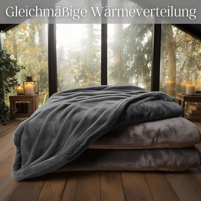 Електрична ковдра Steinborg з підігрівом, 180x130 см, 9 температурних режимів, таймер, пульт ДУ, прання 30°C