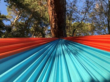 Ultralight Hammock including Carabiners & Heavy-Duty Straps (holds up to 220 kg, 275 x 140 cm) – ideal for camping, outdoor activities, trekking & as a travel hammock (Turquoise/Orange)
