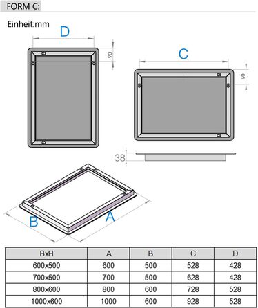 LED дзеркало для ванної кімнати LISA 70x50 см з підсвічуванням, сенсорне регулювання, антизапар, 3 кольори світла