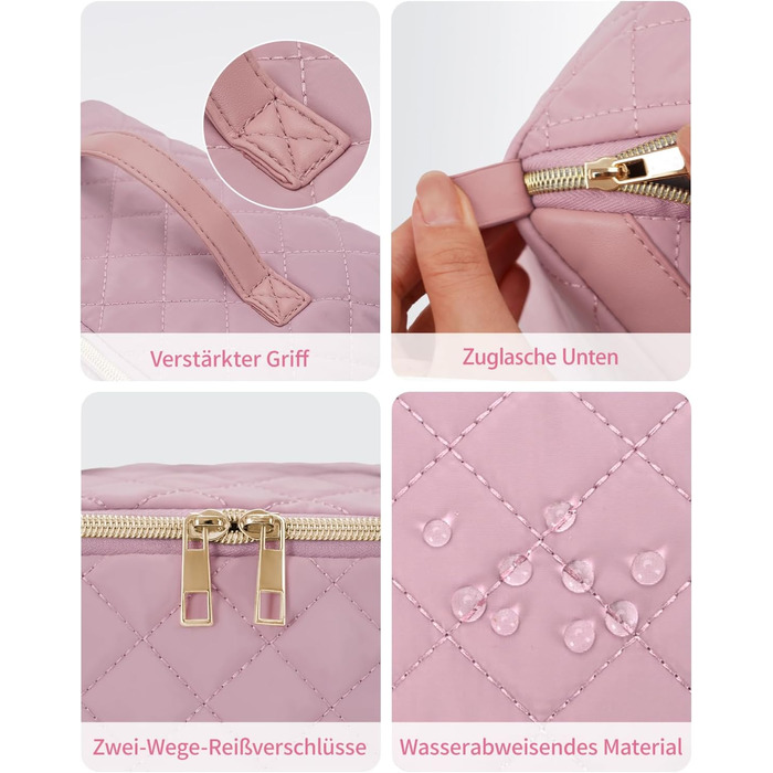 Косметичка для подорожей Wandering Nature для жінок: велика, водонепроникна, з відділенням для пензликів, рожева (патент)