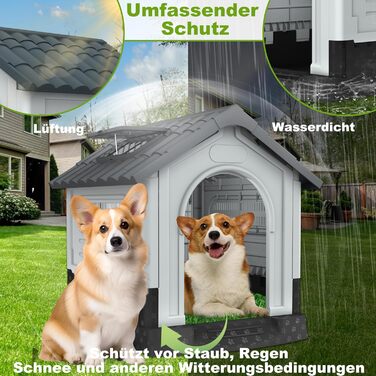 Будка для собак Median, пластикова, вологостійка, сірого кольору (79.5 x 70.5 x 78 см)