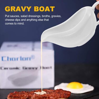Cabilock Saucepan with Ergonomic Handle, White, Fine Porcelain, Saucepan and Tray for Sauces, Dressings, Salad, Microwave and Dishwasher Safe