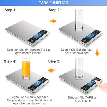 Кухонні ваги NBPOWER Digital 10 кг, електронні ваги з нержавіючої сталі, точність 1 г, сірий/сріблястий колір