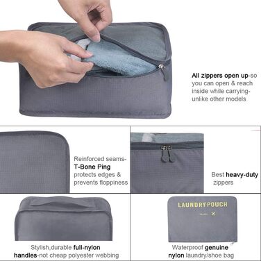 Органайзер для валізи Vicloon, набір 8/6 шт. - Packtaschen, аксесуари для подорожей, сумки-органайзери, косметички (сірий)