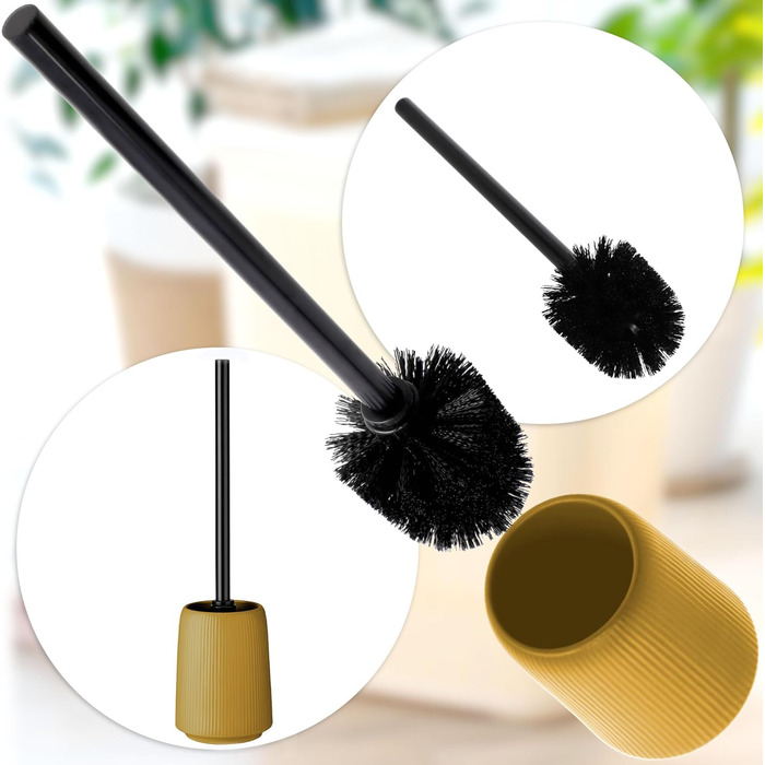 KADAX Bathroom Accessories Set, Modern Bathroom Accessories, Ceramic Bathroom Accessories, Bathroom Accessories (White: Toothbrush Holder, Soap Dispenser, Toilet Brush) (Yellow: Soap Dispenser, Toilet Brush, 2)