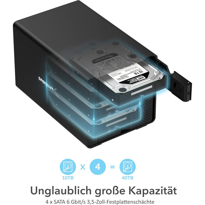 Док-станція Sabrent для жорстких дисків 2.5/3.5 дюймів SATA SSD/HDD з USB A - підтримка 10TB, 5Gbps, Offline Clone