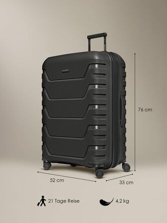 Чемодан тріумф SMARTBOX Hartschalen Check-in XL, 76 см, 111-120 л, розширюваний, з TSA-замком, з поліпропілену, 4 колеса, чорний