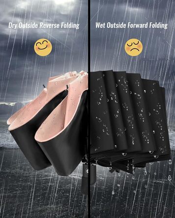 Чакіпі Годинник-парасолька великий, стійкий до вітру, компактний, для подорожей, автоматичний, для жінок та чоловіків, портативний, захист від УФ-променів, парасолька-кишеньковий, покриття 210T, діаметр 97 см, 8 спиць (рожевий)