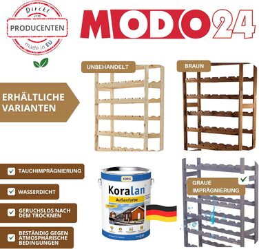 MODO24 Bottle Rack, Wine Rack Wood for 42 Bottles, Wine Cabinet, Wine Stand, Beverage Rack, Wine Bottle Holder, Bottle Organizer, Wine Cabinet, Dimensions 102x63x25 cm, Colors: Natural Wood