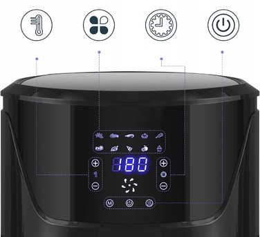 Аерофритюрниця Riwall Dunga 7L XXL 1800W — велика сімейна фритюрниця без олії