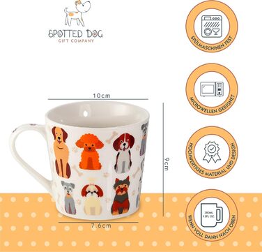 SPOTTED DOG GIFT COMPANY Coffee Mug with Dog Motif, Ceramic Mug Set, Cute Coffee Mugs, Dog Kitchen Accessories, Gifts for Dog Lovers, Dog Mom, 4 x 380ml