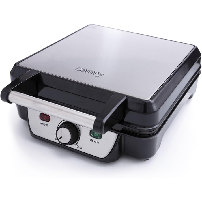 Adler Camry 4-Waffle Maker - 1500W Power, Adjustable Temperature, Black & Silver