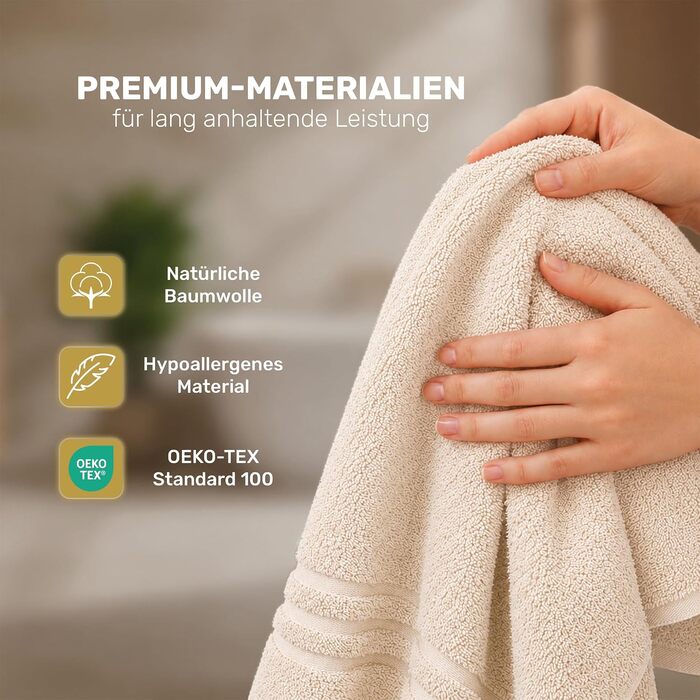 Набір махрових рушників для рук Lavea Elena (4 шт.), 100% бавовна, 50x100 см, гігроскопічні та м'які, колір крем