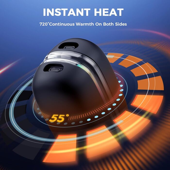 Електричні грілки для рук 2 шт. з RGB-підсвічуванням, 4 режими нагріву та цифровим дисплеєм, портативні міні-грілки для рук - подарунок для чоловіків та жінок