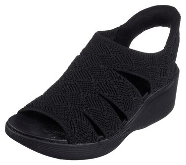 Босоніжки жіночі Skechers Pier-lite Memory Maker на танкетці, чорні (37 EU, широка ширина)