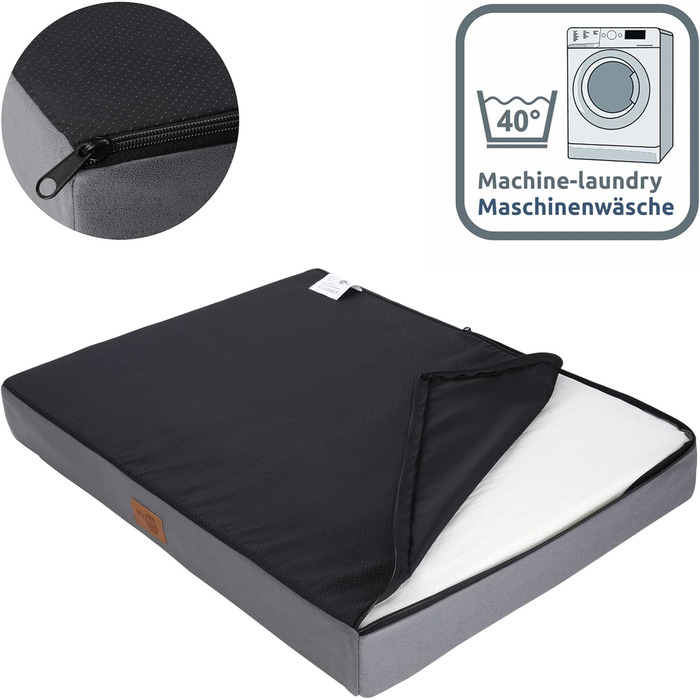 Ваше ліжко для собак GEAR Biella, ортопедичне, з екошкіри, миється, захищає суглоби, високий рівень комфорту (120x80x10 см)